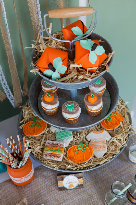 9 Photos of Pumpkin Themed Baby Shower Cupcakes