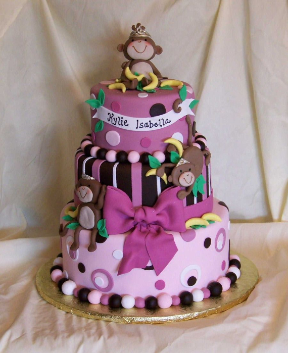 Monkey Girl Baby Shower Cake