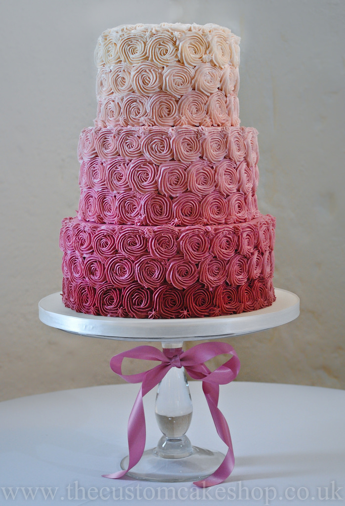 Ombre Rosette Wedding Cake