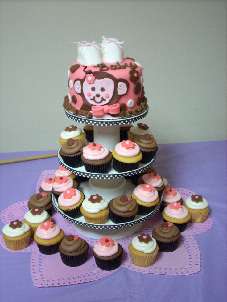 Peek-A-Boo Monkey Baby Shower Cake