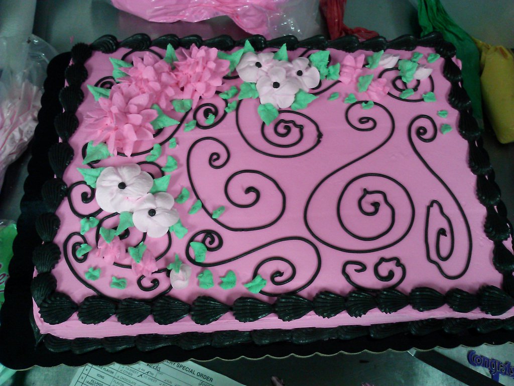 Pink and Black Birthday Sheet Cakes