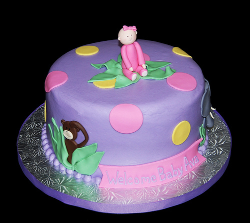 Pink and Purple Baby Shower Cake