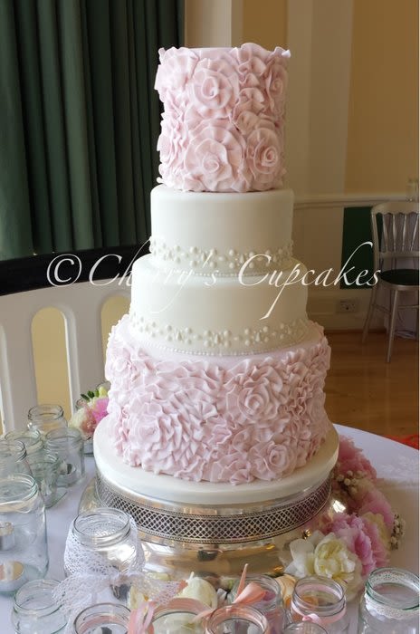 Pink Rosette Wedding Cake