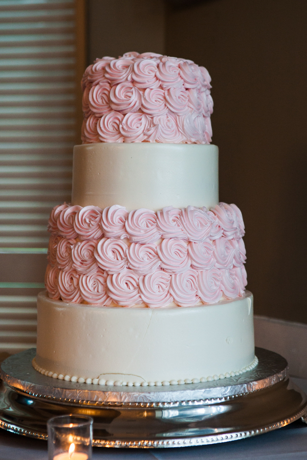 Pink Wedding Cakes with Buttercream Rosettes