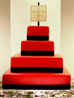 Red and Black Square Wedding Cake