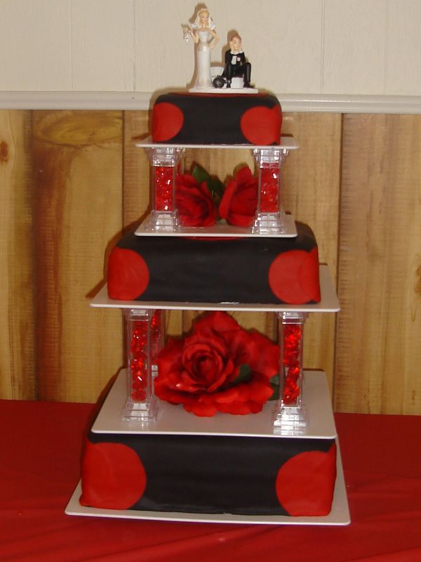 Red and Black Square Wedding Cake