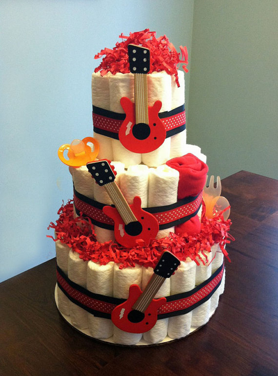 Rock Star Baby Shower Diaper Cake