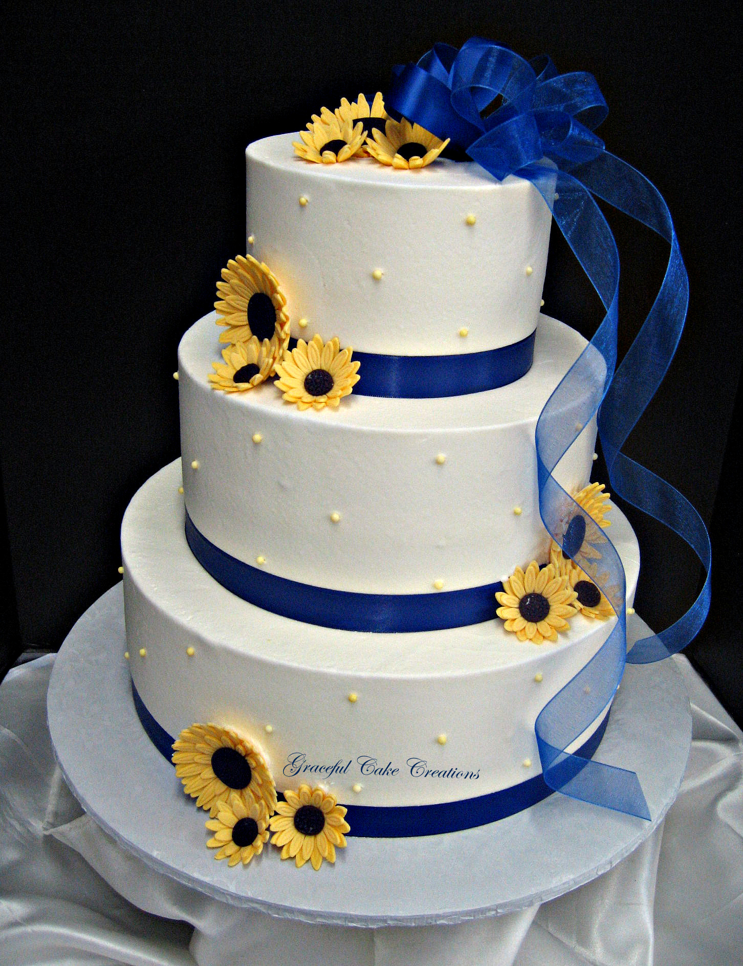 Royal Blue and Yellow Wedding Cake