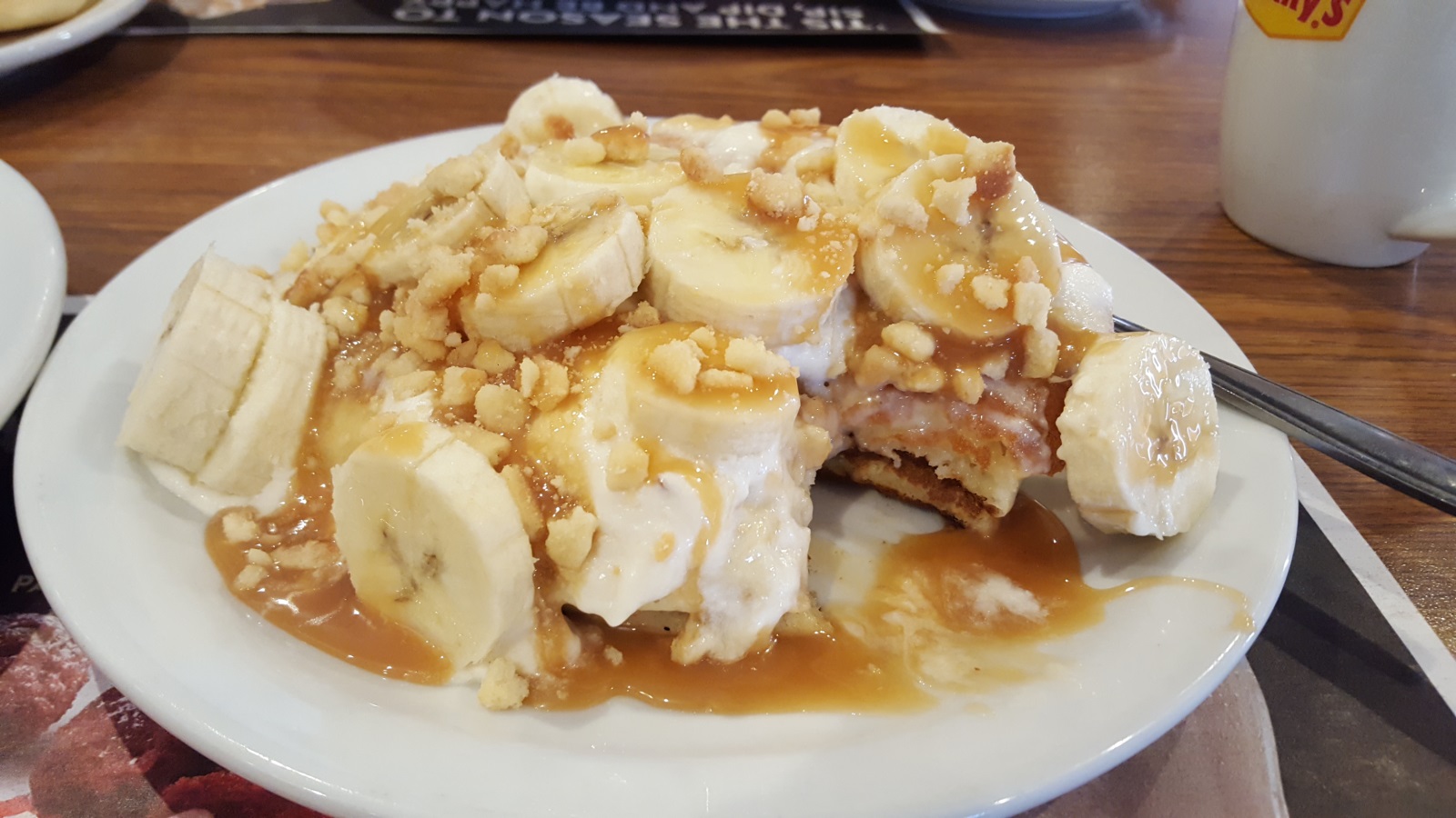 Salted Caramel and Banana Pancakes at Denny's