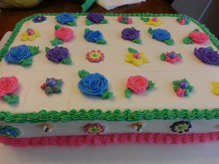 Sheet Cake with Flowers