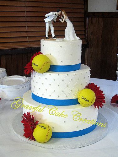 Softball Themed Wedding Cake