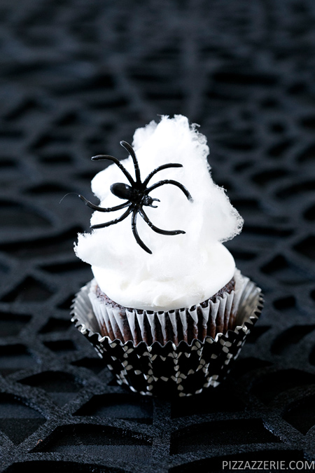 Spider Web Cotton Candy Cupcakes