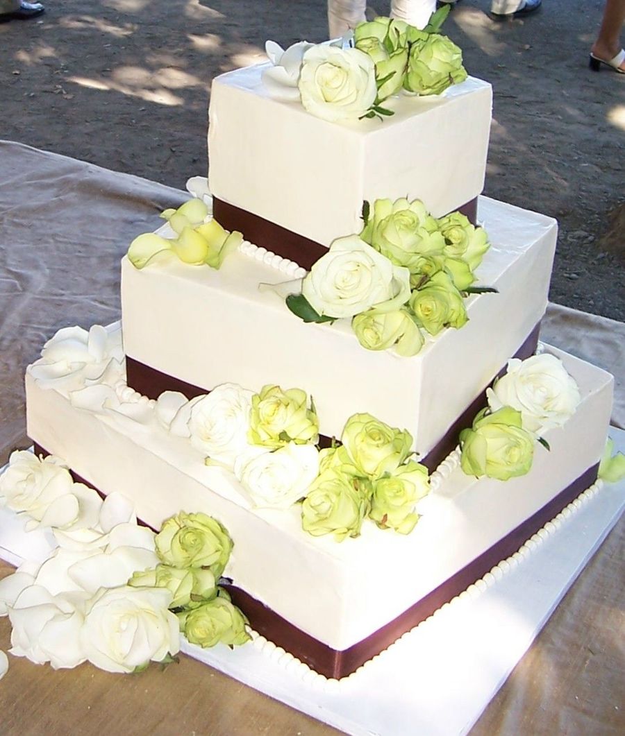 Square Buttercream Wedding Cake