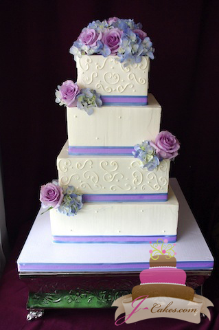 Square Wedding Cake with Dots