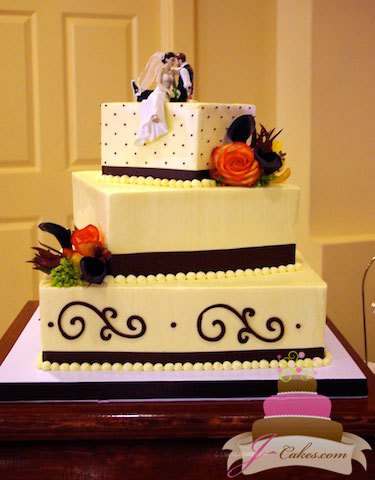 Square Wedding Cake with Scroll