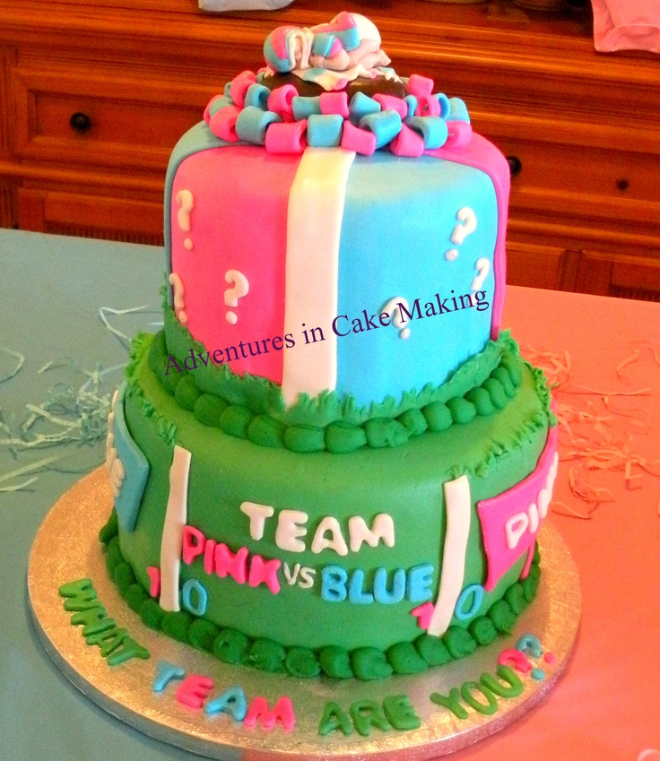 Team Blue or Pink Gender Reveal Cake