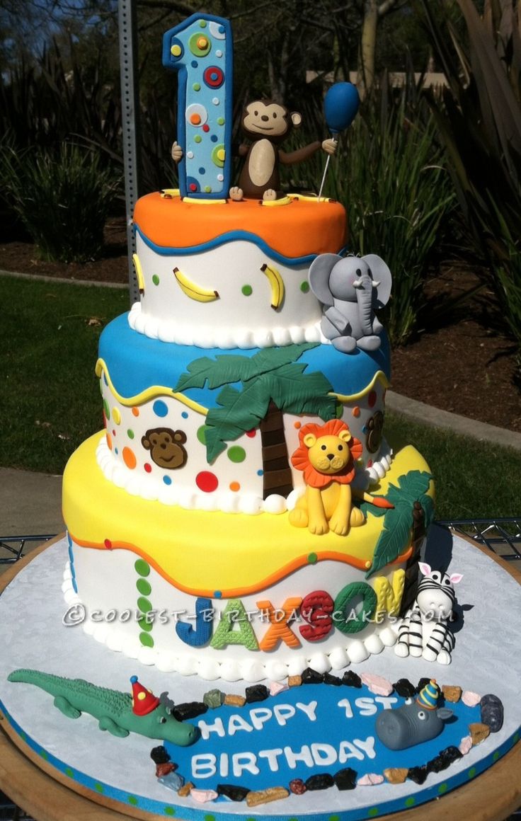 Zoo Animal Themed Birthday Cake