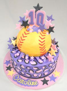 10th Birthday Softball Cakes for Girls