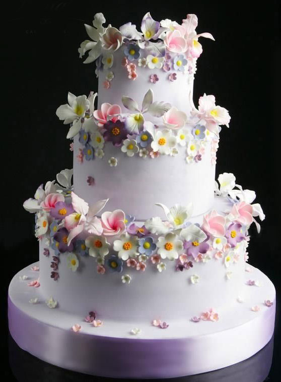 3 Tier Wedding Cake with Flowers