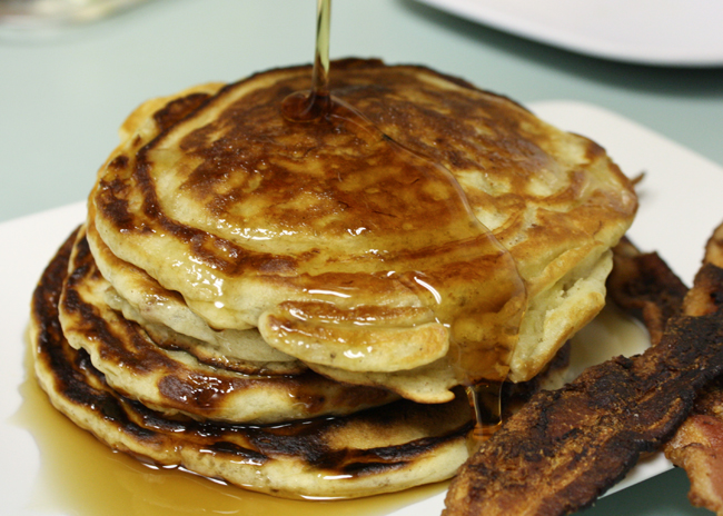 Banana Buttermilk Pancakes Bacon