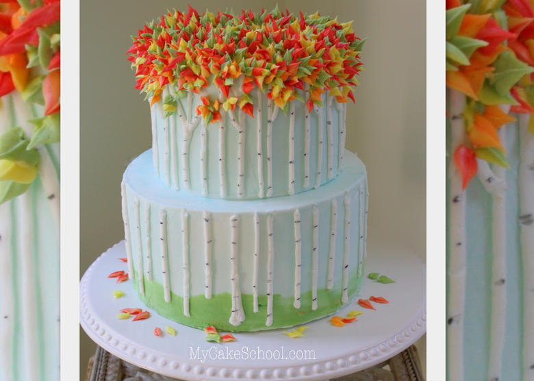 Birch Tree Cake Tutorial Buttercream