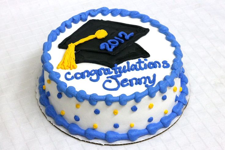 Blue and Yellow Graduation Cake