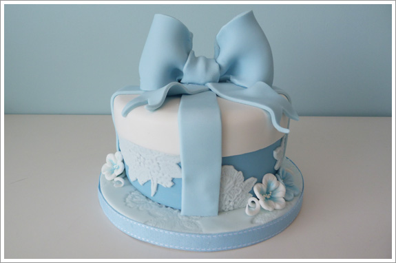 Blue Cake with Bow