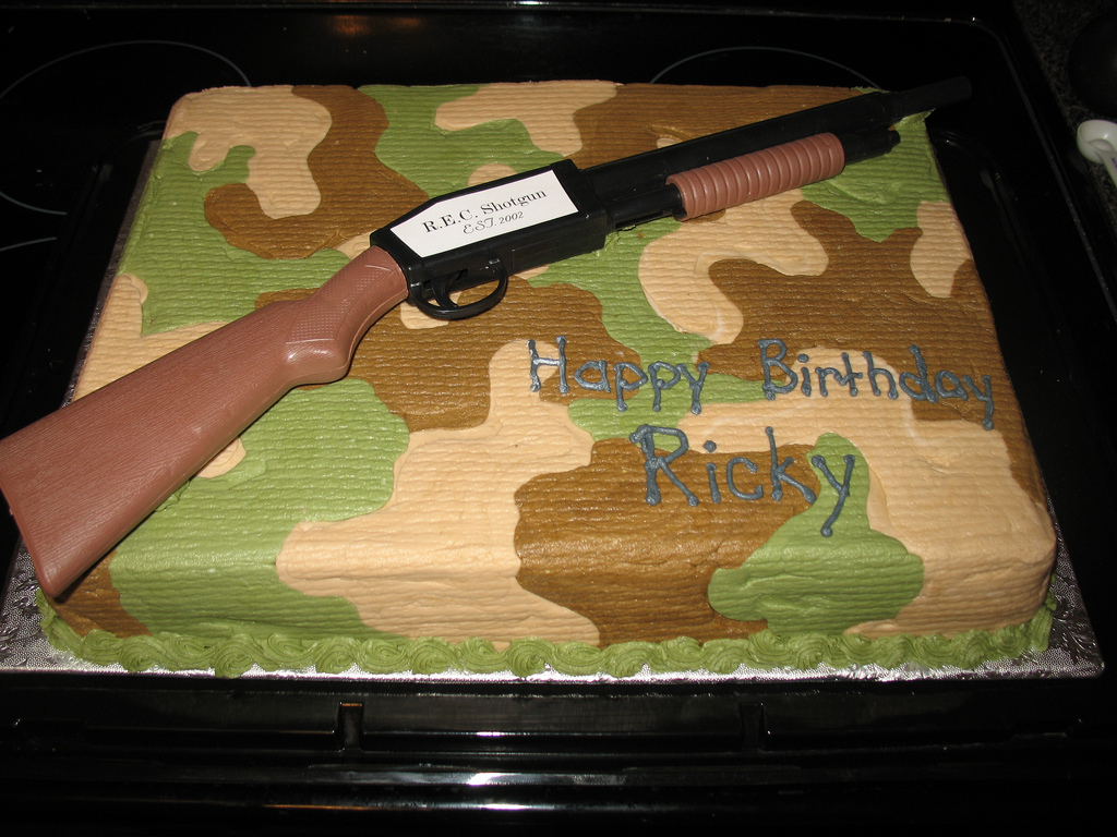 Camo Hunting Gun Cake