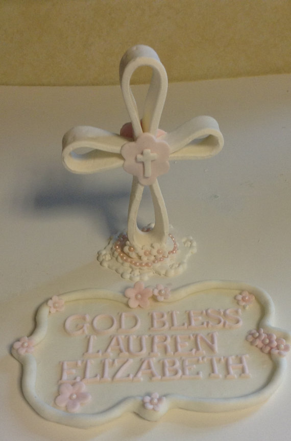 Communion Fondant Cross Cake Topper