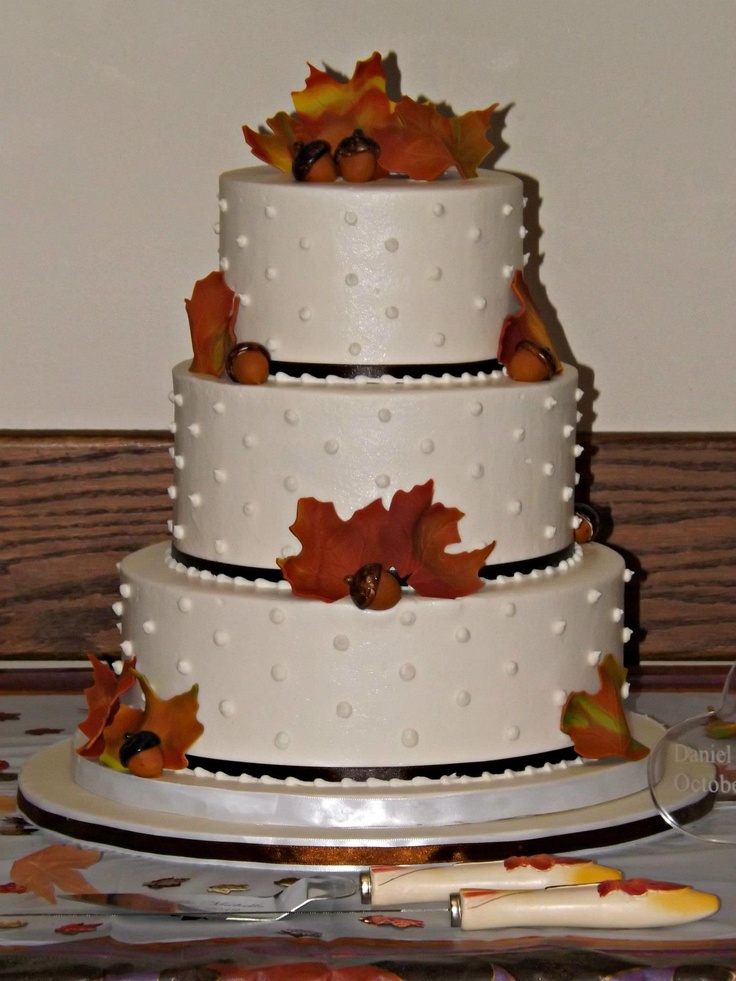 Fall Themed Buttercream Wedding Cake