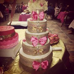 Gold and Pink Baby Shower Diaper Cake