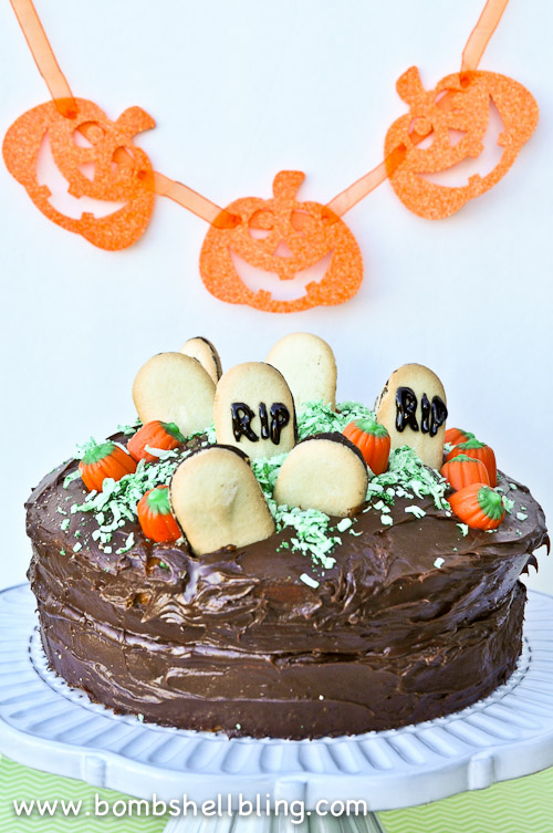 Halloween Graveyard Cake