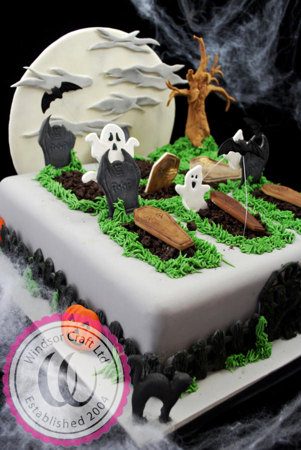 Halloween Graveyard Cake