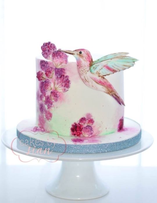 Hand Painted Hummingbird Cake