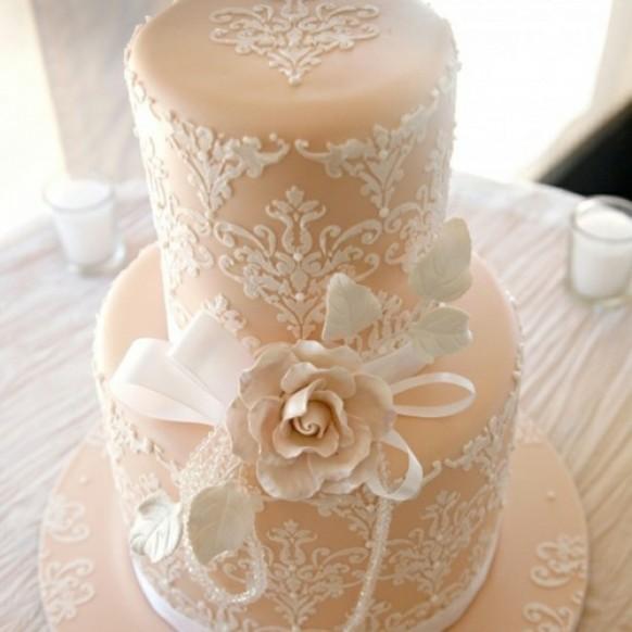 Lace Wedding Cake with Fondant