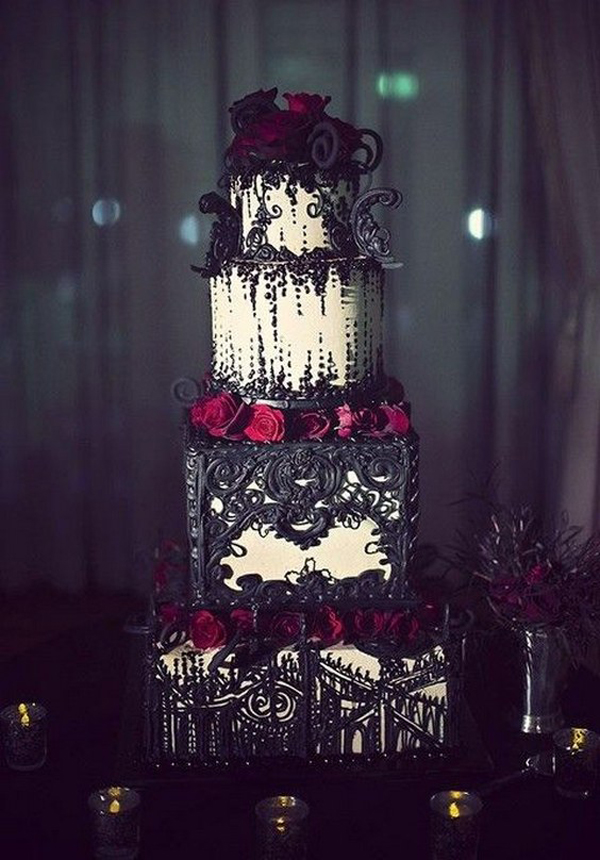 Red and Black Gothic Wedding Cake