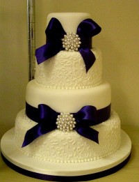 Royal Blue and White Wedding Cake