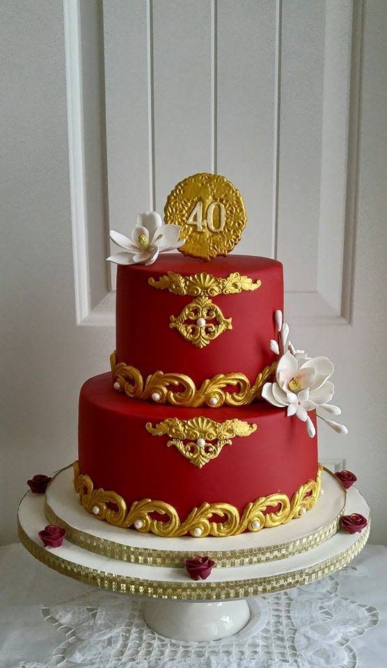 Ruby 40th Wedding Anniversary Cake