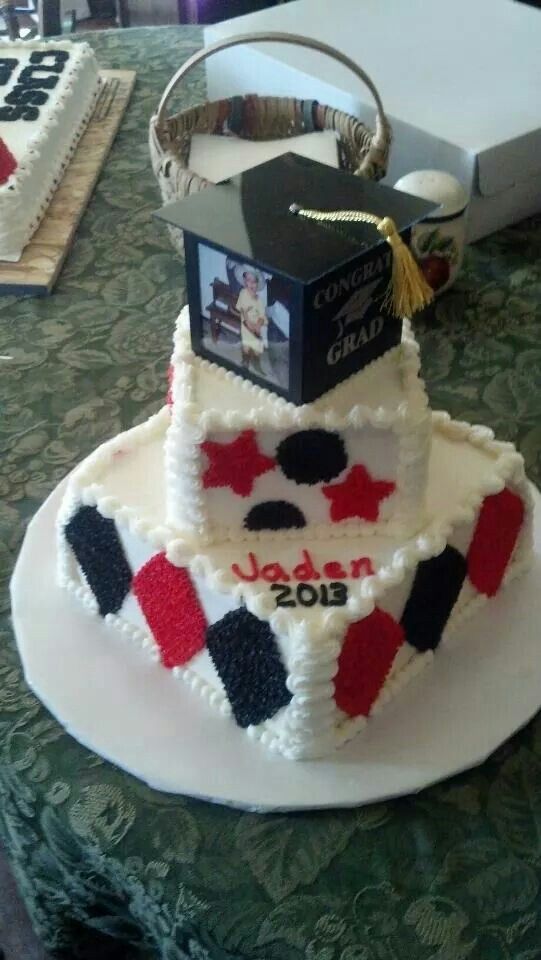 Two Tier Square Graduation Cake