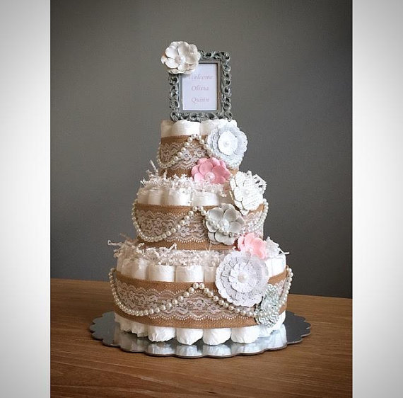 Vintage Baby Shower Diaper Cake