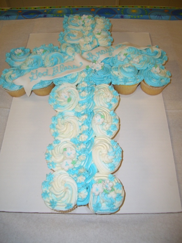 Baptism Cupcake Cross Cake