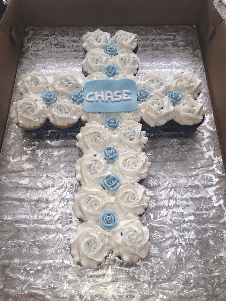 Baptism Cupcake Cross Cake