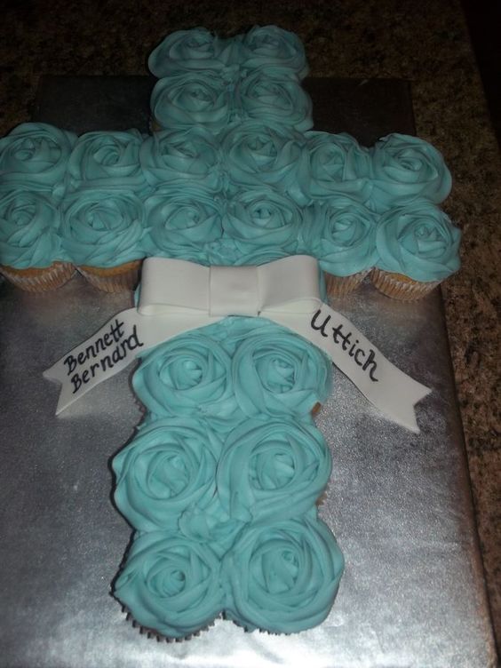 Baptism Cupcake Cross Cake