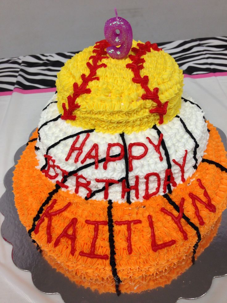 10 Photos of Girls Softball And Basketball Cakes