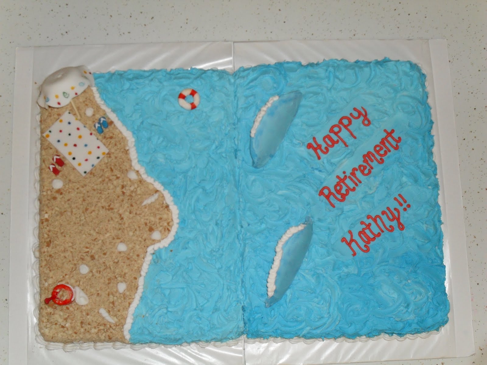 Beach Themed Sheet Cake Retirement