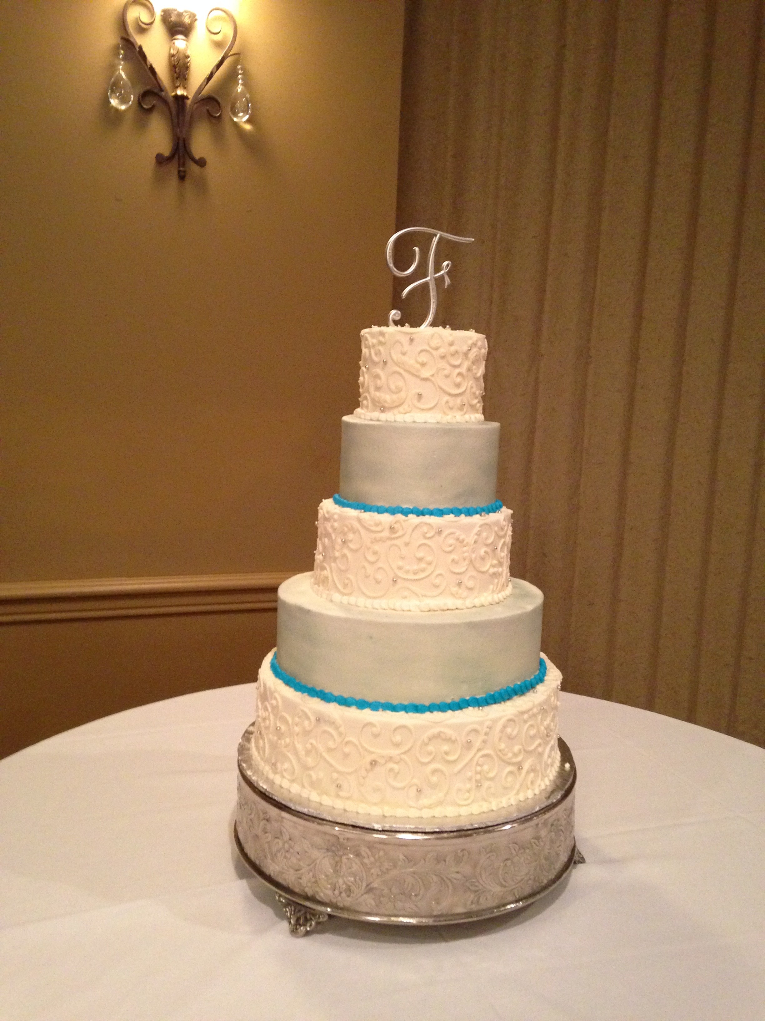 Blue and Silver Wedding Cake