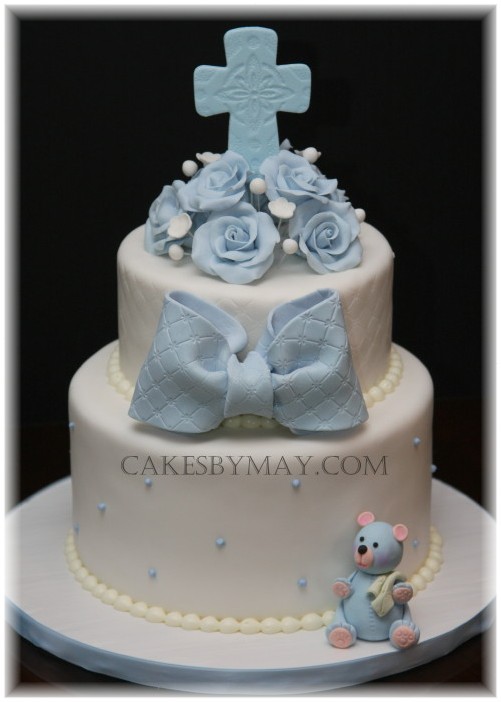 Bow Baptism Cake for a Girl