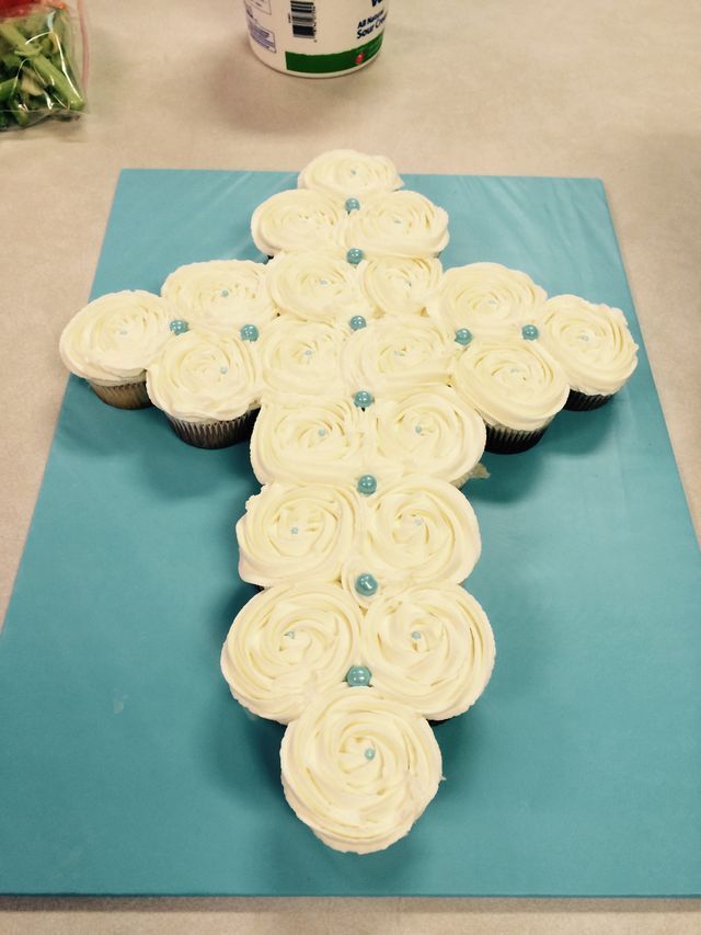 Boys Baptism Cross Cupcakes