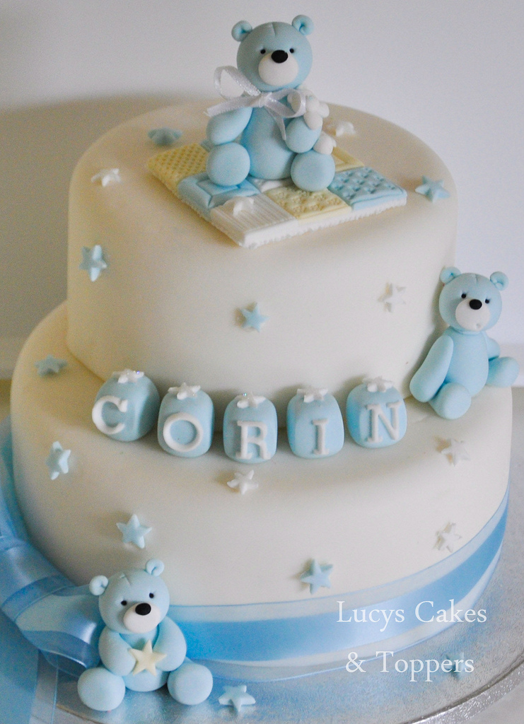 Boys Christening Cake Teddy Bear