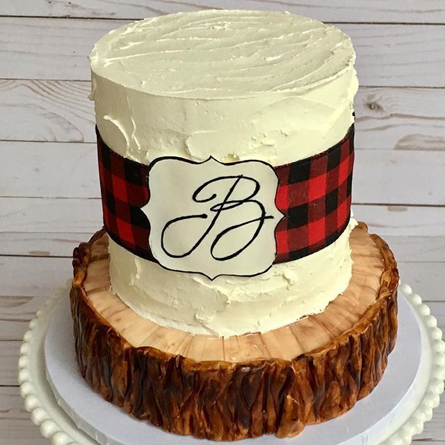 Buffalo Plaid Baby Shower Cake